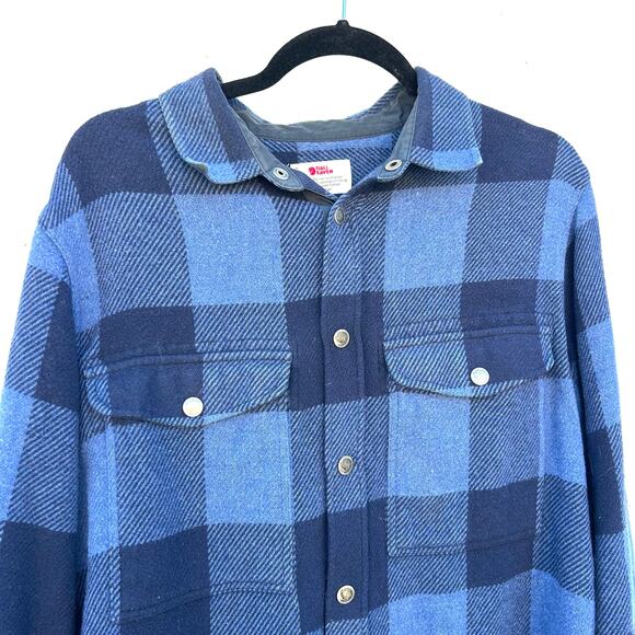 Fjallraven Men’s Canada Shirt Blue Black Plaid Flannel Button Down Shirt Large - Picture 6 of 11